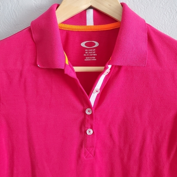 Oakley Womens Golf Polo Short Sleeve Shirt Punk Pink Size Small - Picture 2 of 6